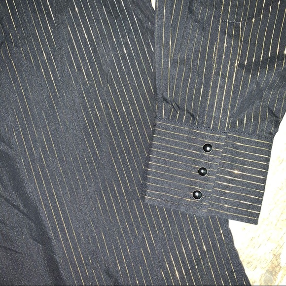 Vintage Wrangler shiny gold pinstripe snap shirt - Picture 5 of 12